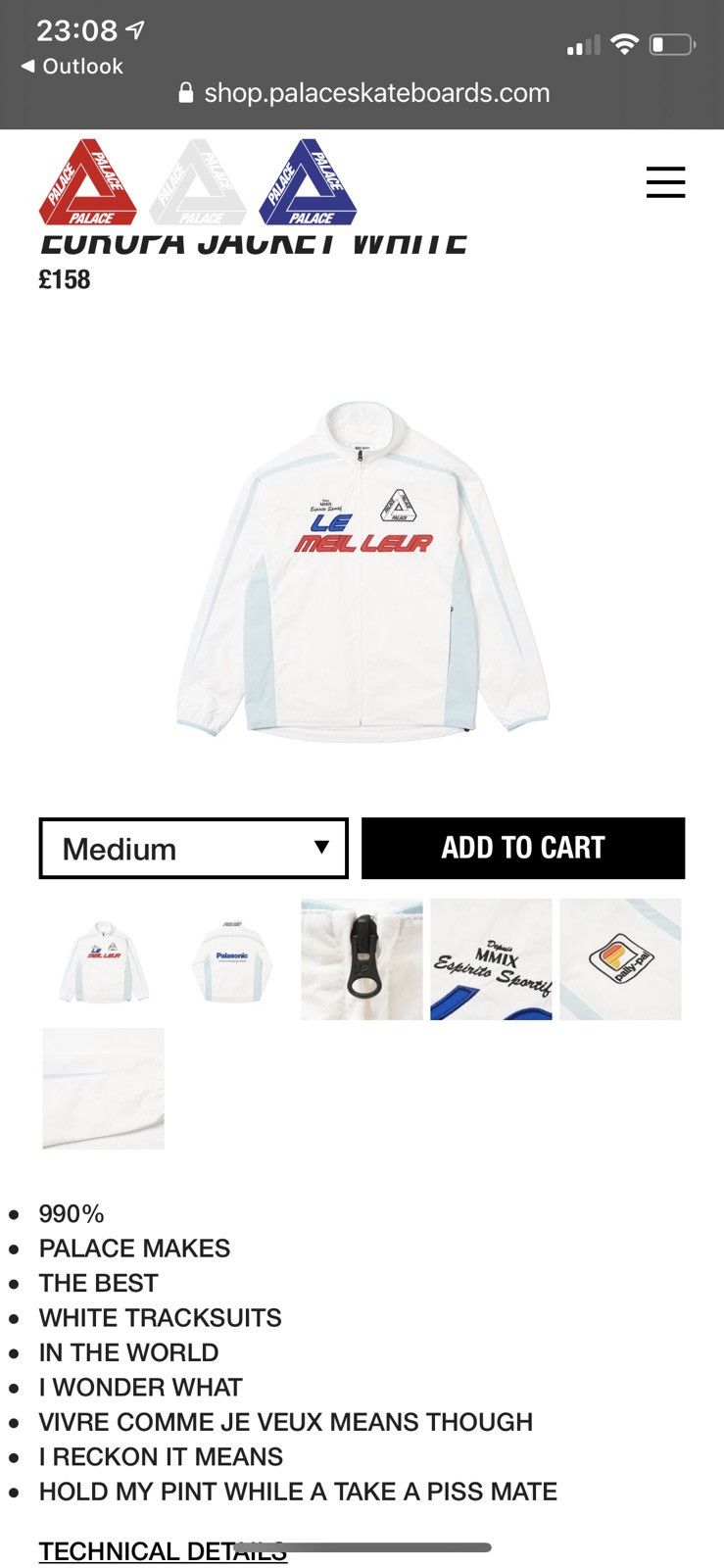 Palace palace Europa Jacket White FW 20 | Grailed