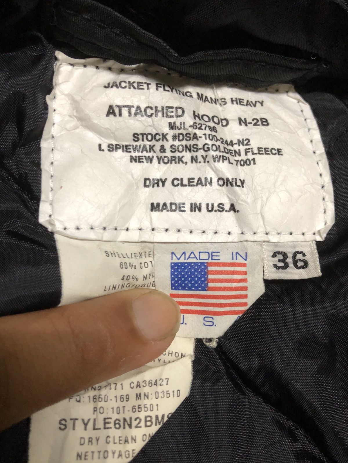 I. Spiewak And Sons I.SPIEWAK WINTER FLYING MAN’S Attached Hood N 2B USA Made Size US M / EU 48-50 / 2 - 6 Thumbnail