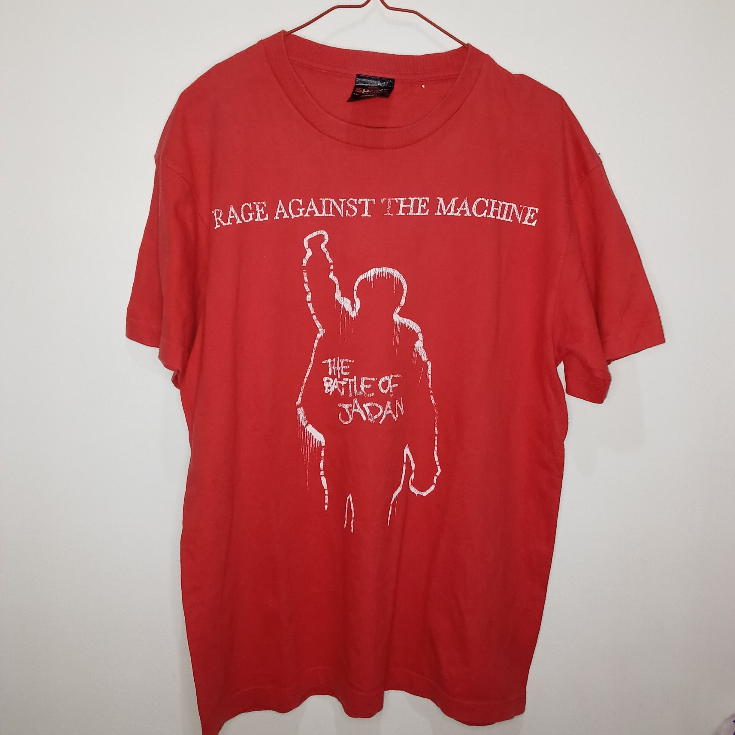 Gildan RAGE AGAINST THE MACHINE Band T-shirt, Men's L size cotton red type Vintage Second Hand