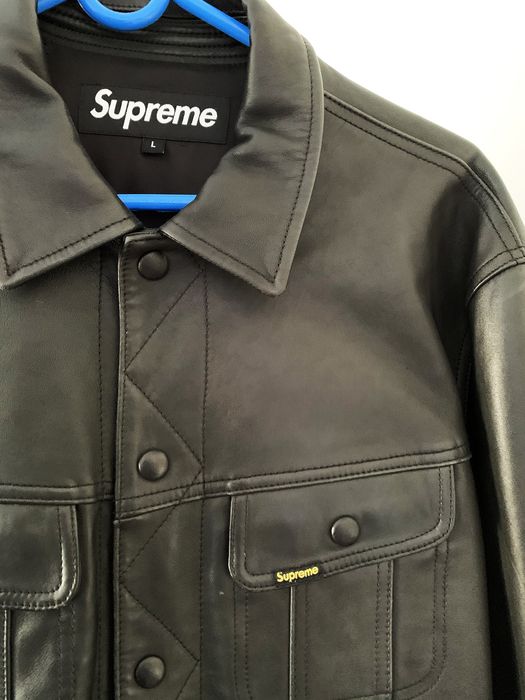 Supreme Supreme Leather Trucker Jacket Black. | Grailed