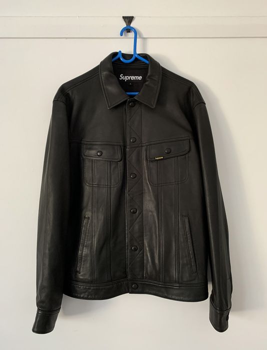 Supreme Supreme Leather Trucker Jacket Black. | Grailed