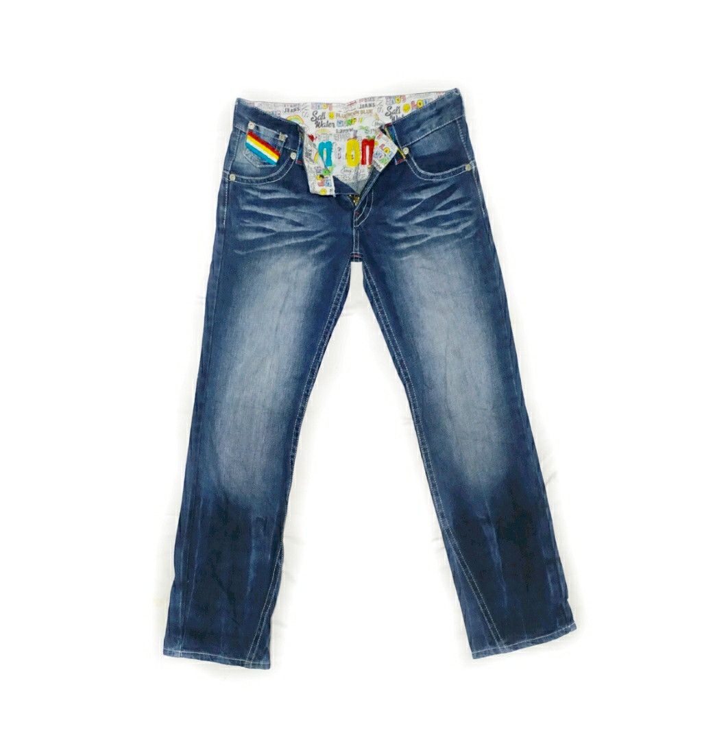 Japanese Brand blue moon blue denim jeans embroidered Size US 34 / EU 50 - 3 Thumbnail