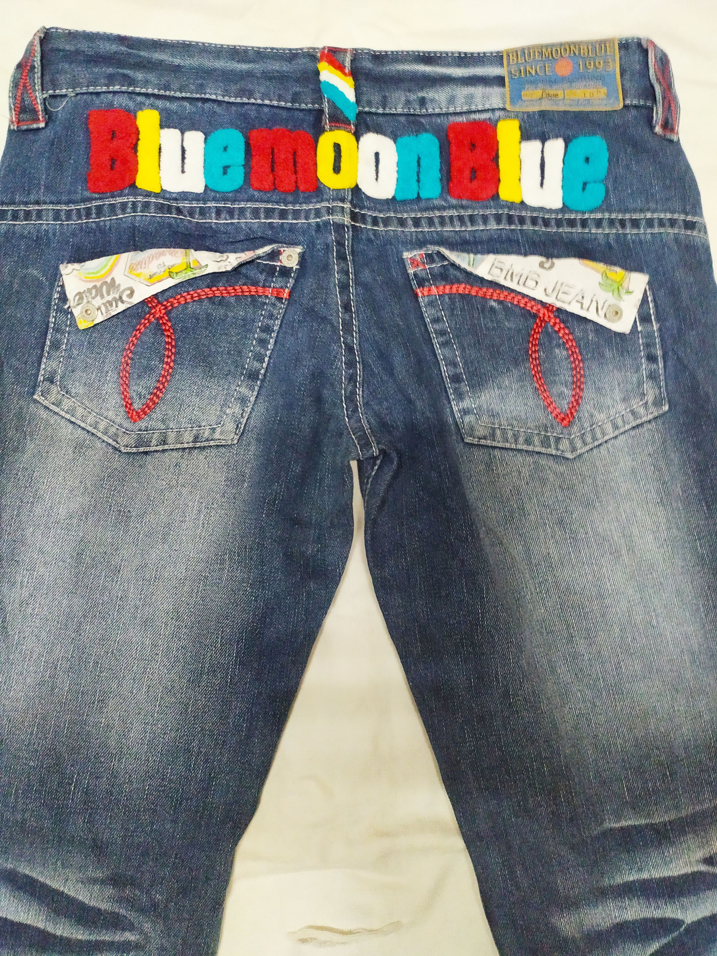 Japanese Brand blue moon blue denim jeans embroidered Size US 34 / EU 50 - 7 Thumbnail
