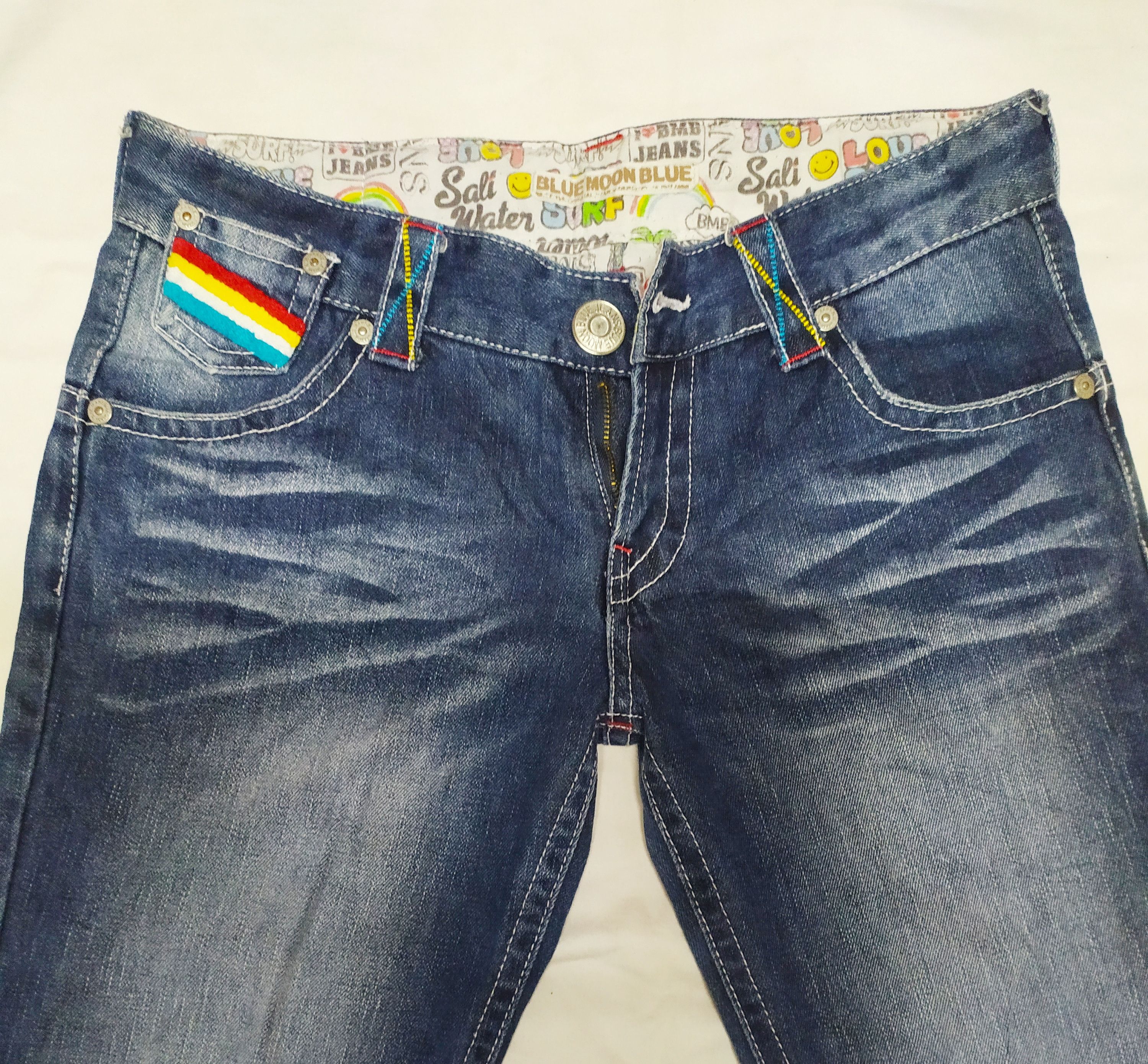 Japanese Brand blue moon blue denim jeans embroidered Size US 34 / EU 50 - 4 Thumbnail