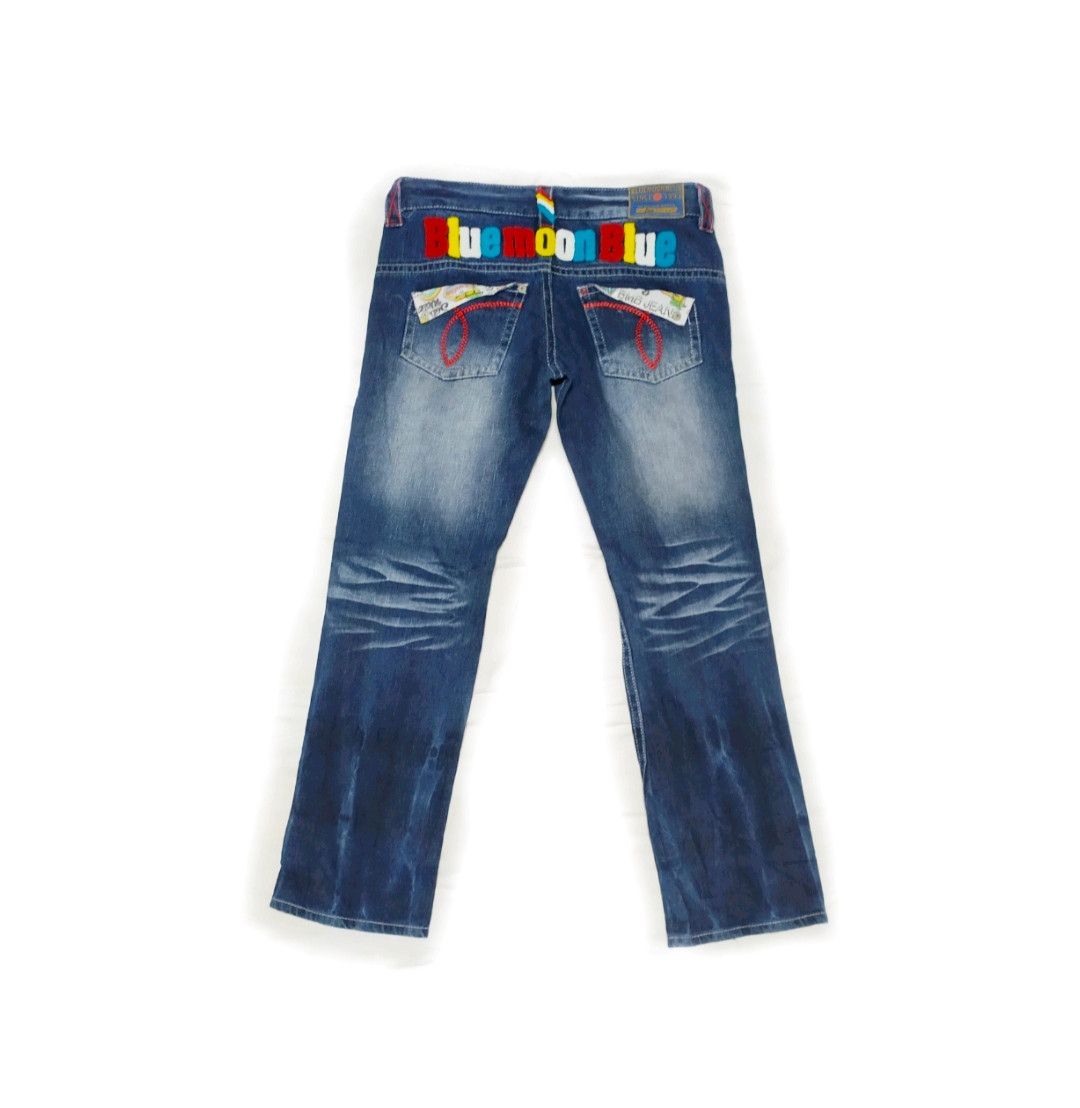 Japanese Brand blue moon blue denim jeans embroidered Size US 34 / EU 50 - 2 Thumbnail