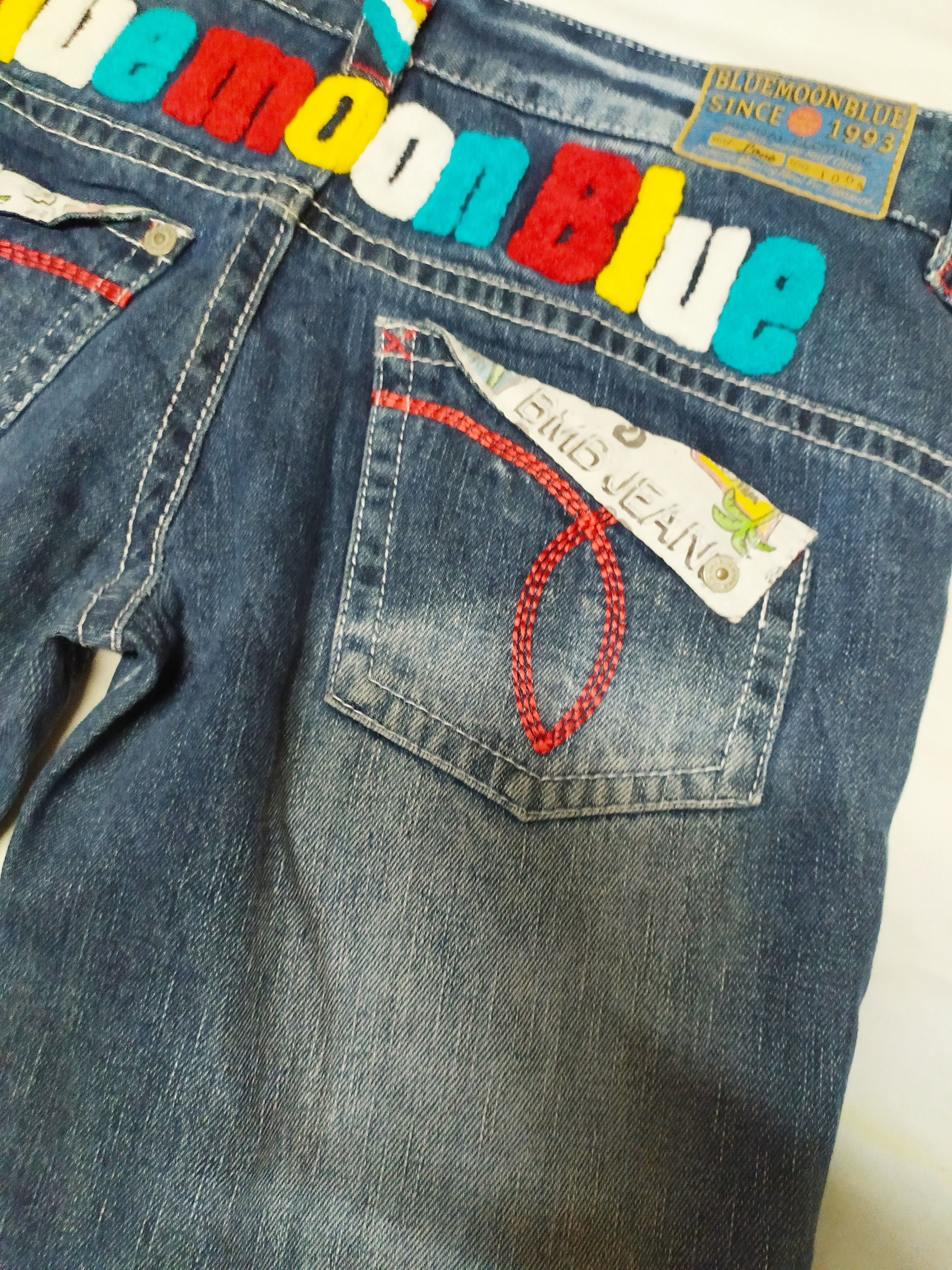 Japanese Brand blue moon blue denim jeans embroidered Size US 34 / EU 50 - 8 Thumbnail