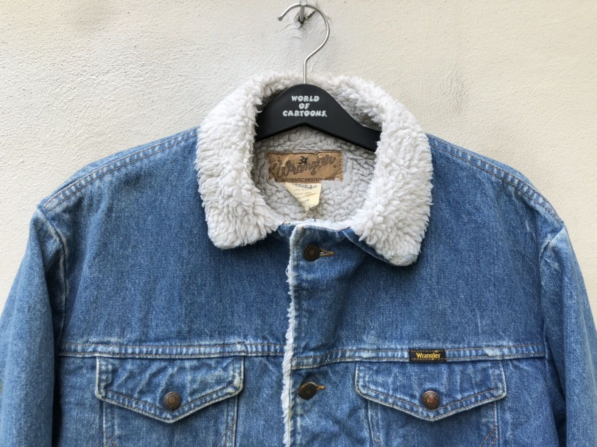 Vintage × Wrangler Vintage 80s Wrangler Made in Usa Sherpa Lined Denim Jacket Size US L / EU 52-54 / 3 - 2 Thumbnail