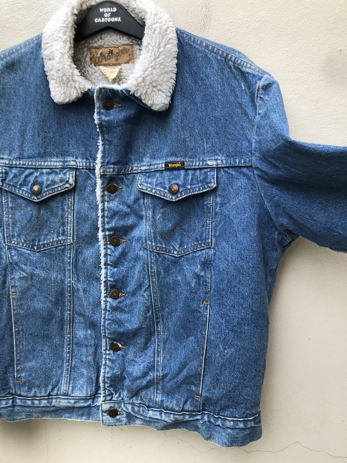 Vintage × Wrangler Vintage 80s Wrangler Made in Usa Sherpa Lined Denim Jacket Size US L / EU 52-54 / 3 - 7 Thumbnail