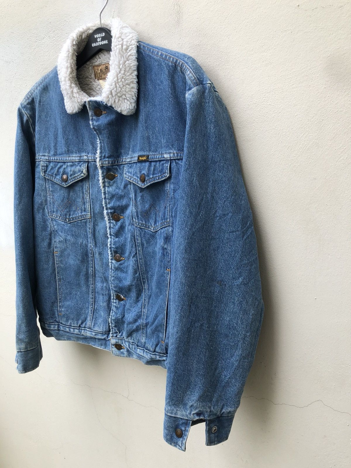 Vintage × Wrangler Vintage 80s Wrangler Made in Usa Sherpa Lined Denim Jacket Size US L / EU 52-54 / 3 - 3 Thumbnail