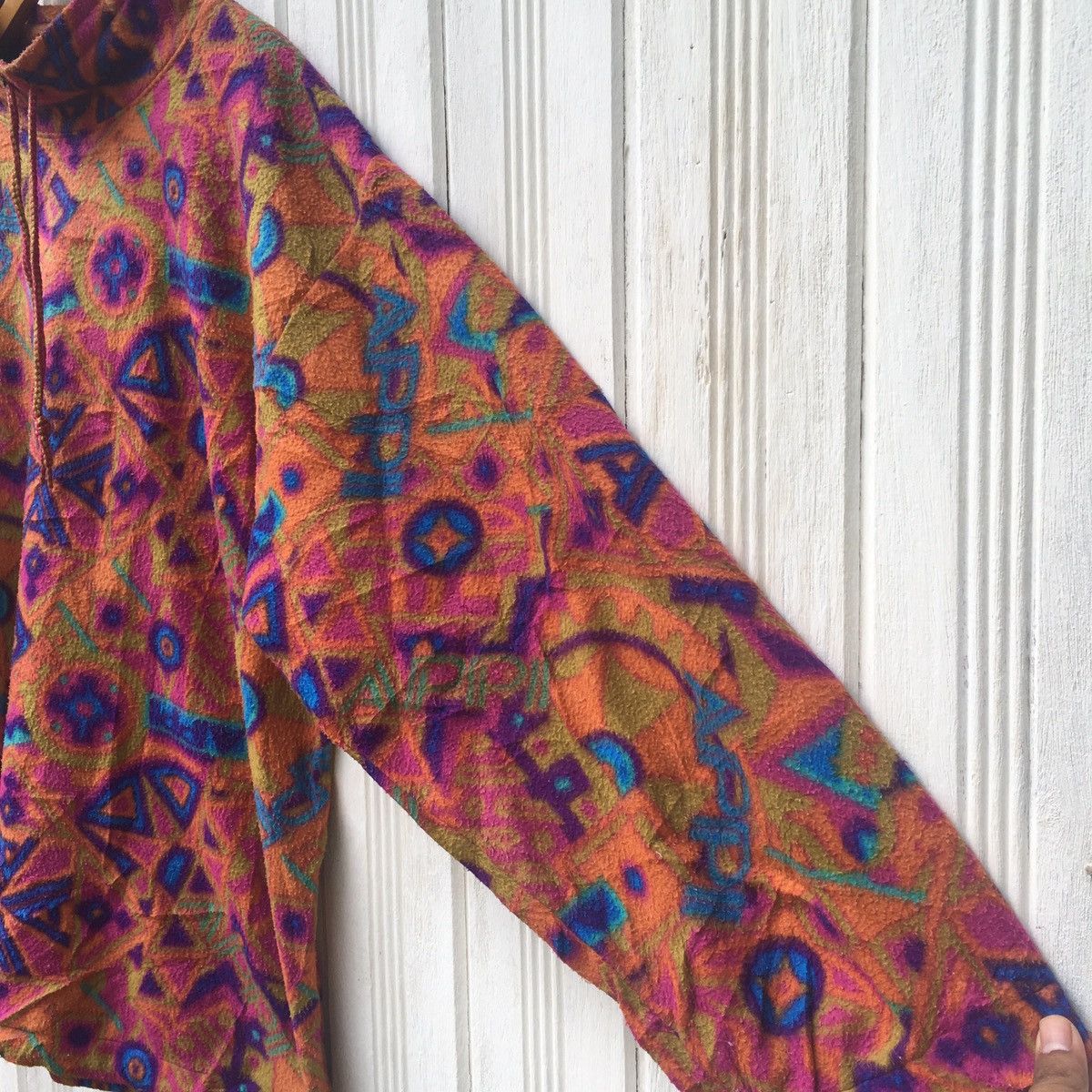 Vintage Rare! Vintage APPI Multicolour Fleece Pull Over Jacket Size US XL / EU 56 / 4 - 4 Thumbnail