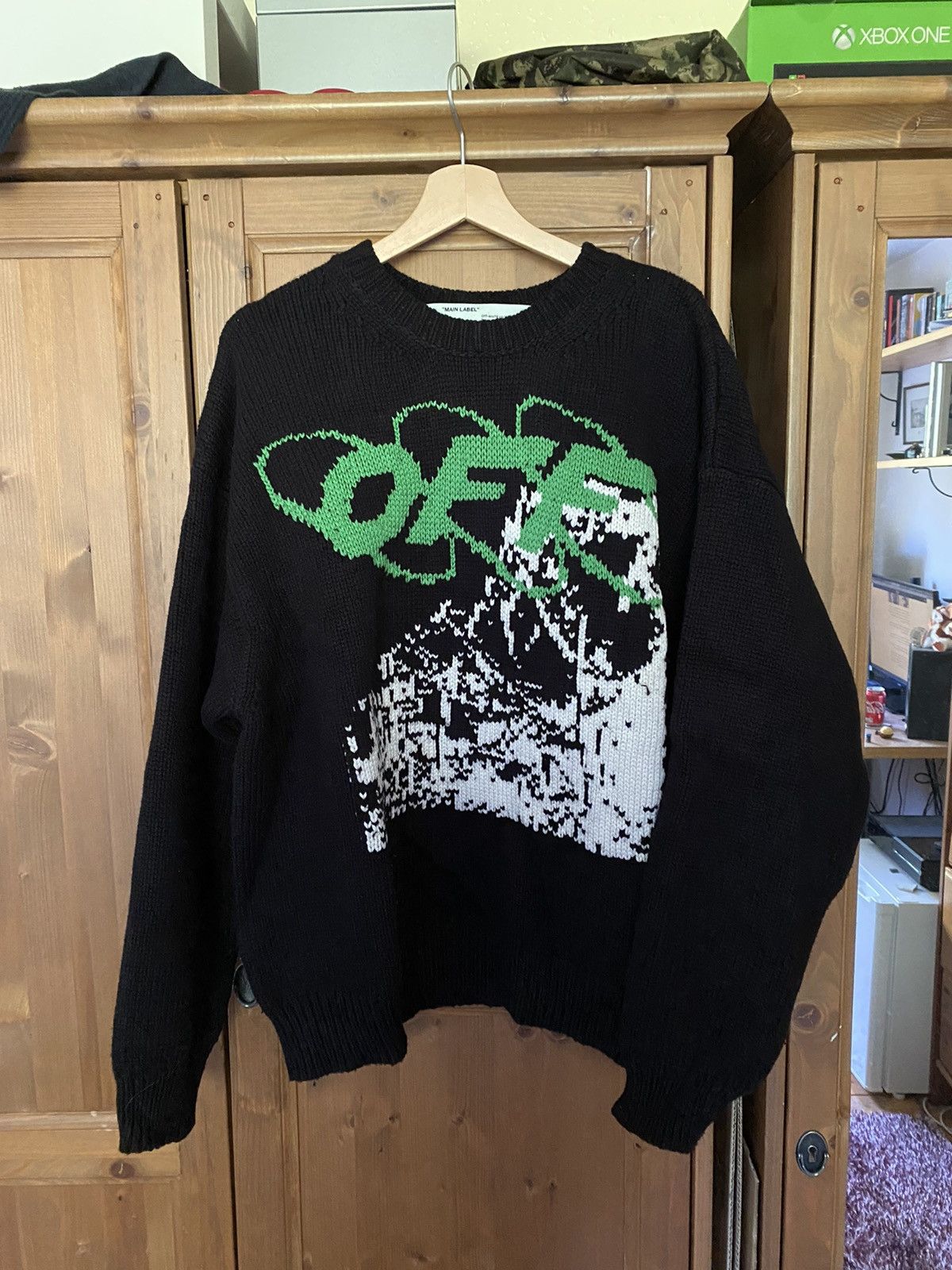 OFF-WHITE Ruined Factory Sweater Black/White Men's - FW19 - US