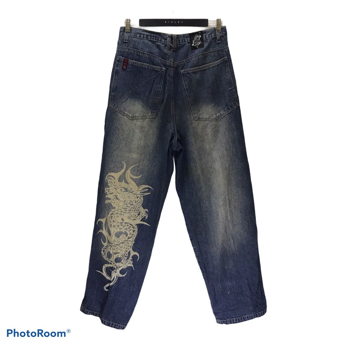 Vintage Vintage Top Town Tribal Dragon Denim Baggy Jeans Size US 32 / EU 48 - 2 Thumbnail