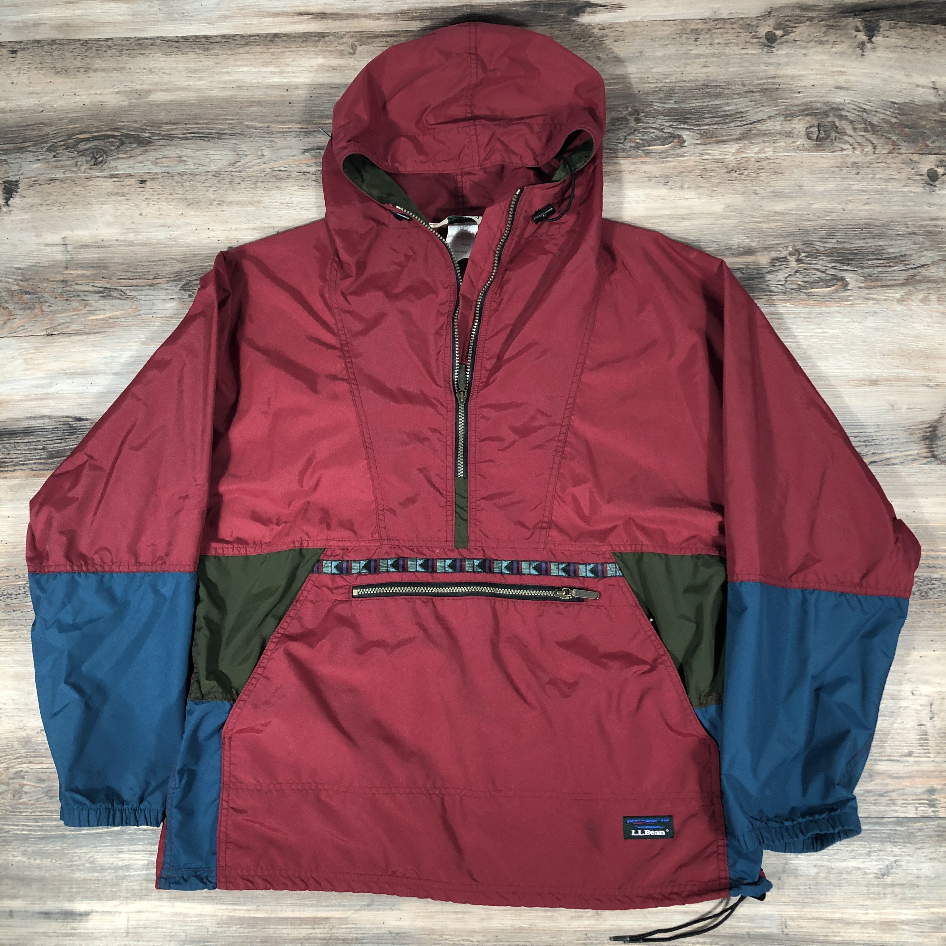 Anorak Vintage LL Bean 1/2 Zip Femme Taille M - Veste De Pluie Légère USA - Occasion Parfait état