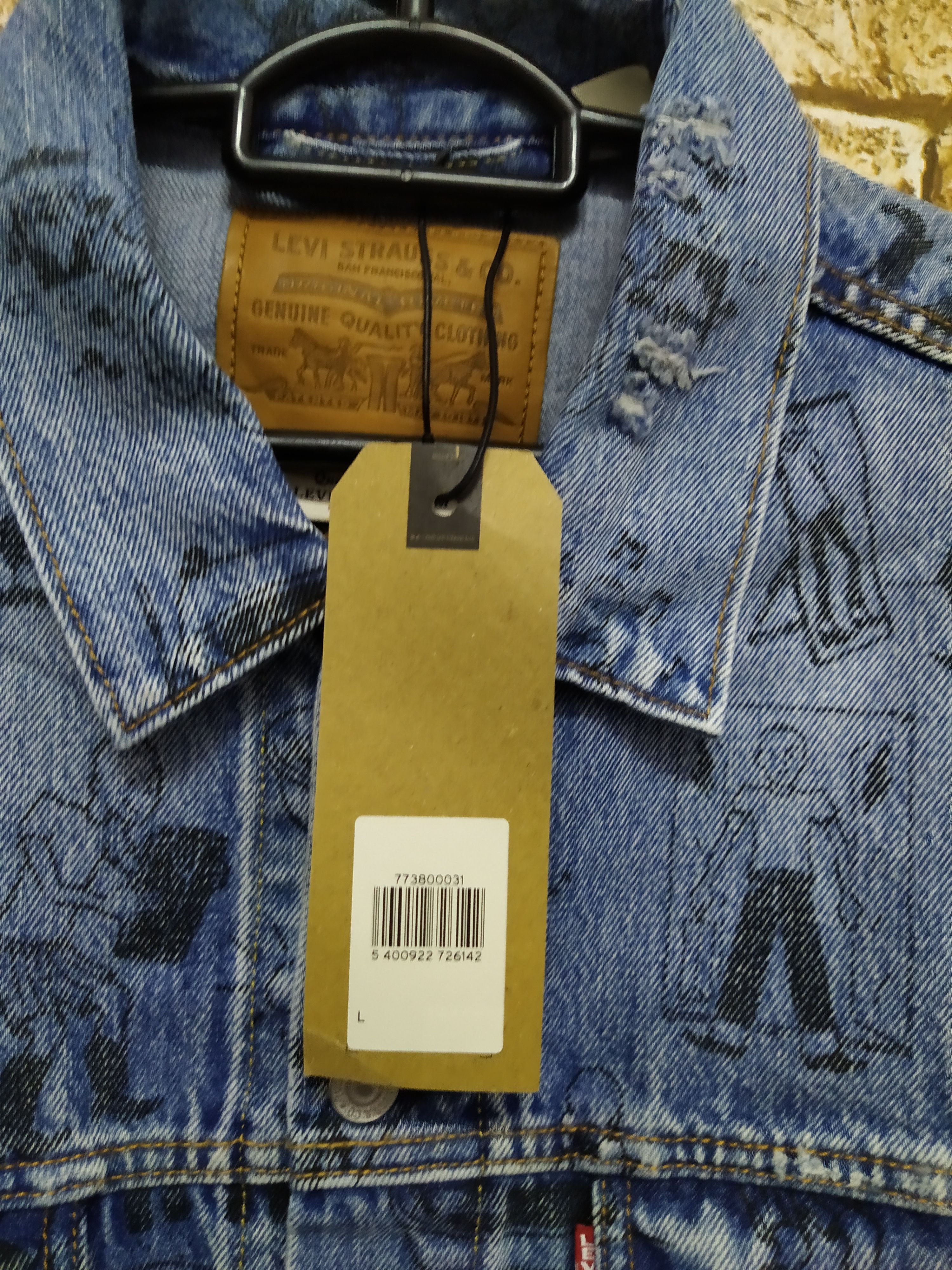 Levi's LEVIS BIG E BATH-TUB ALLOVER PRINT TRUCKER JACKET (Z5) Size US L / EU 52-54 / 3 - 5 Thumbnail
