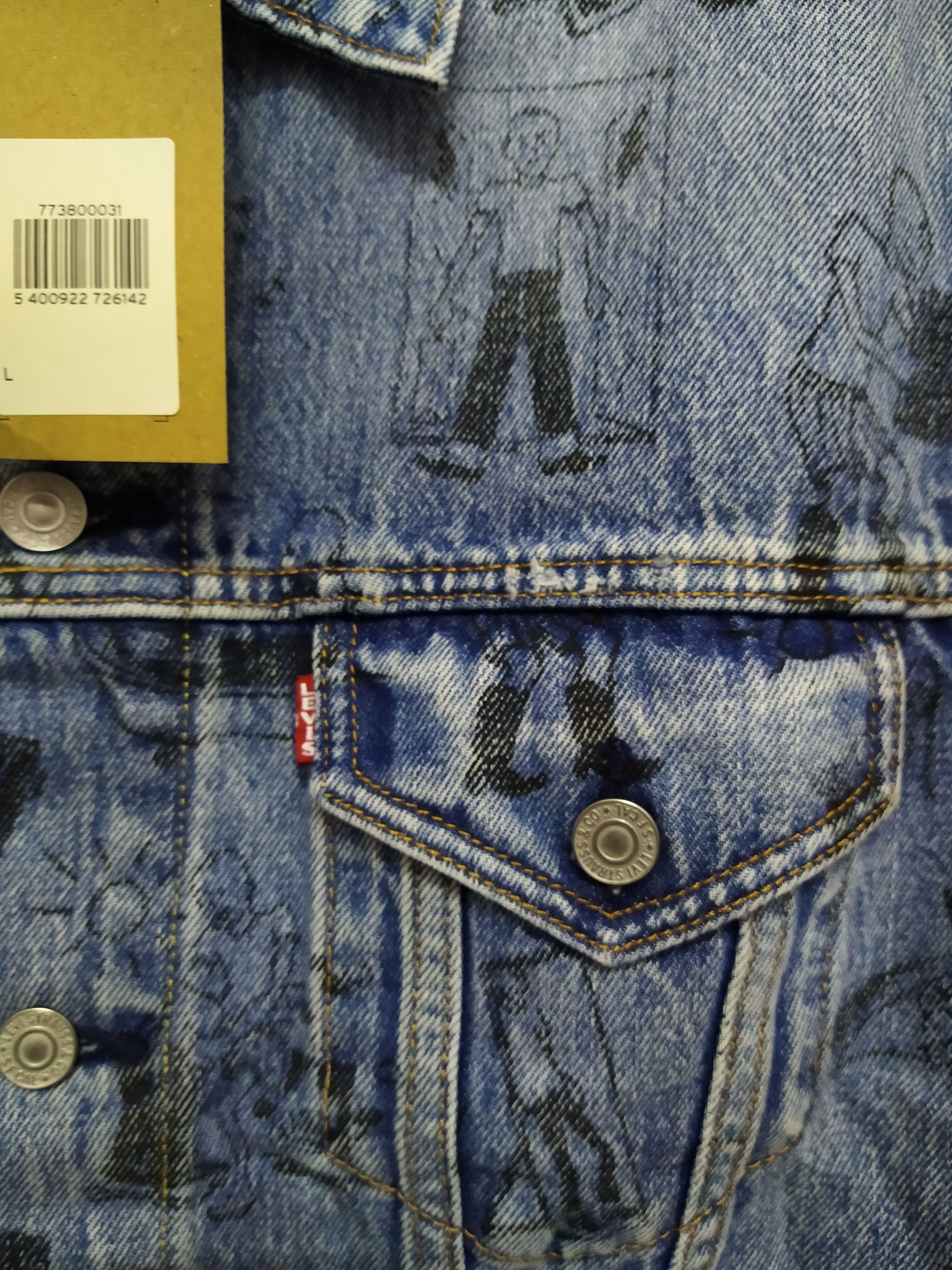Levi's LEVIS BIG E BATH-TUB ALLOVER PRINT TRUCKER JACKET (Z5) Size US L / EU 52-54 / 3 - 4 Thumbnail