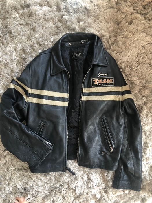 Vintage Vintage Leather Guess Racing Jacket | Grailed
