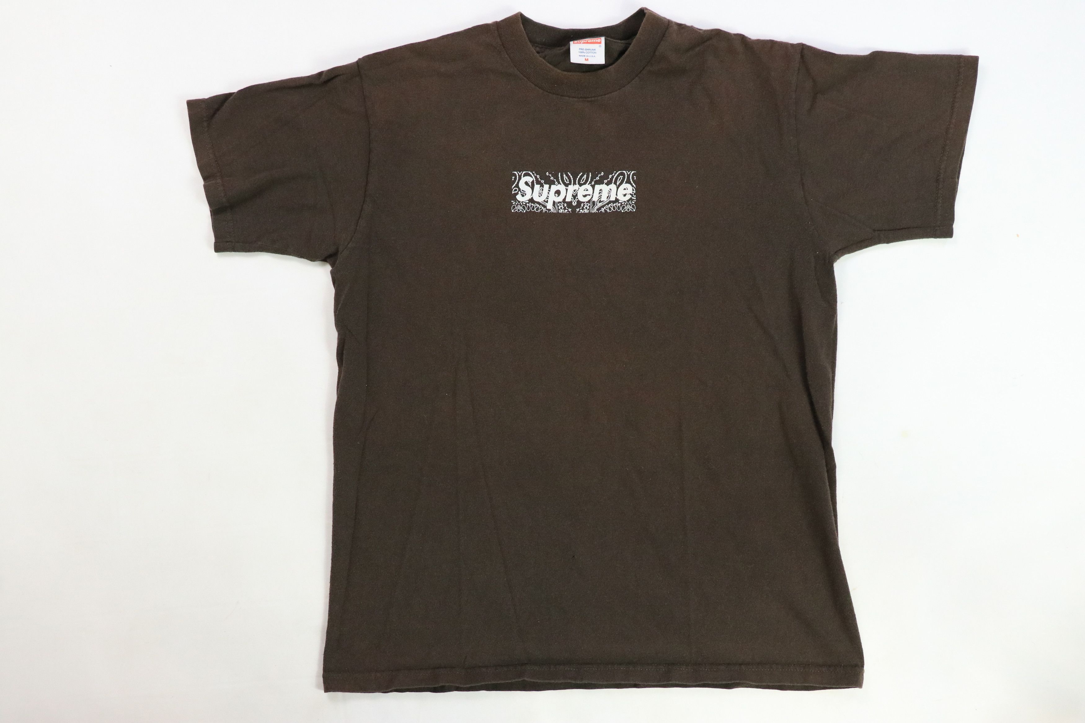 Rare 2001 Supreme Red Paisley Bandana Box Logo Tee Shirt SIZE XL