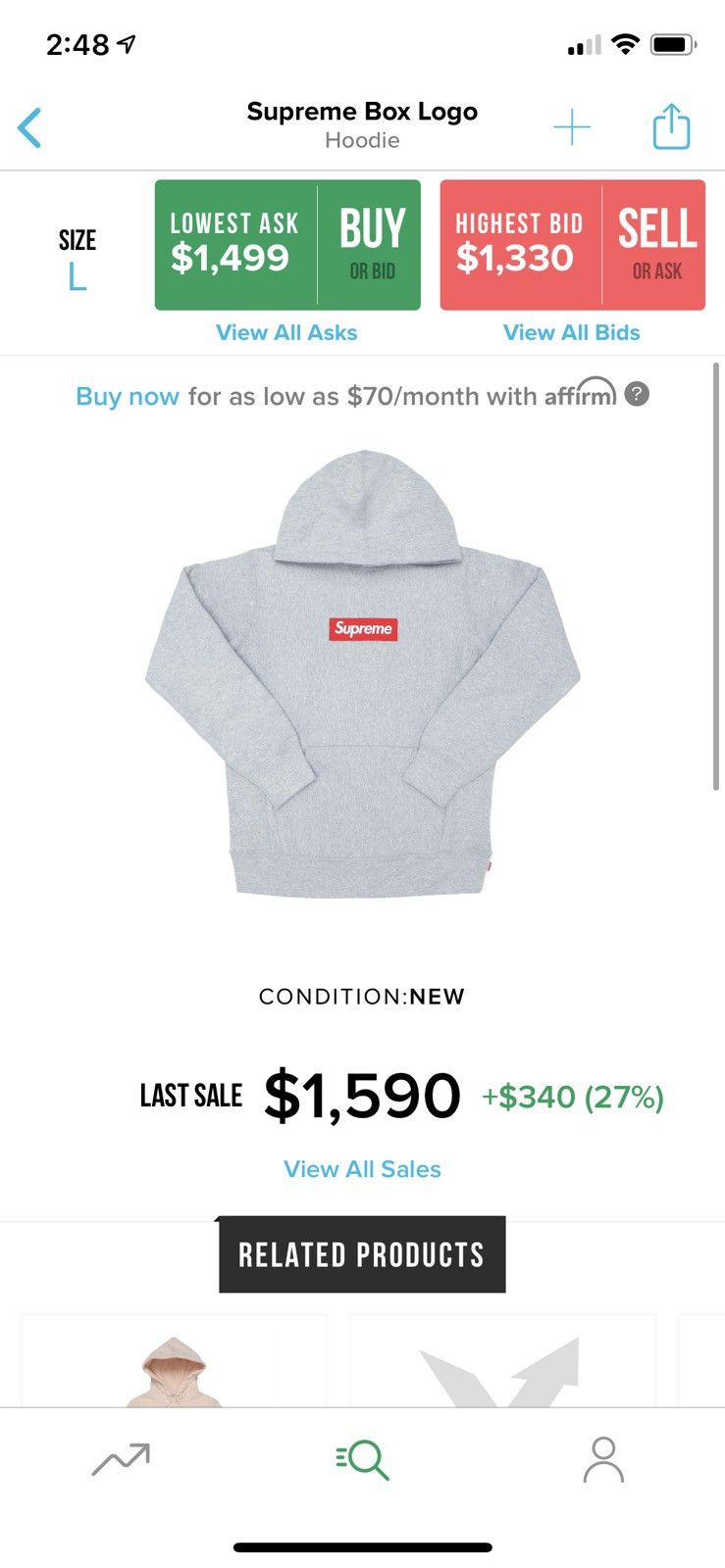 Supreme Supreme FW 16 Grey Box Logo Hoodie bogo Grailed