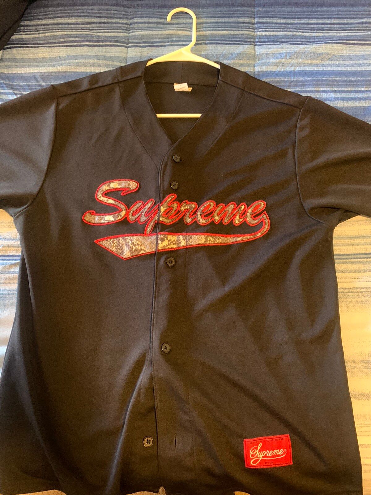 Supreme Snakeskin Baseball Jersey | Grailed