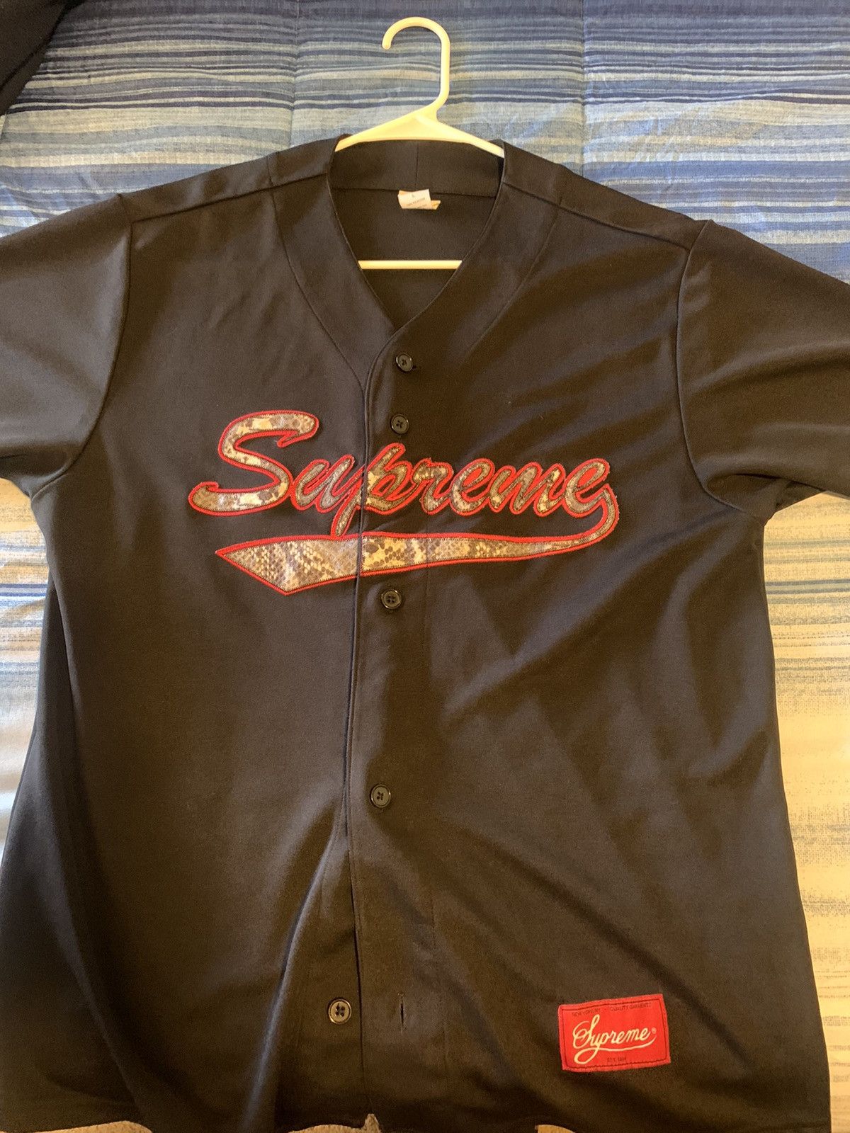 Supreme Snakeskin Baseball Jersey | Grailed