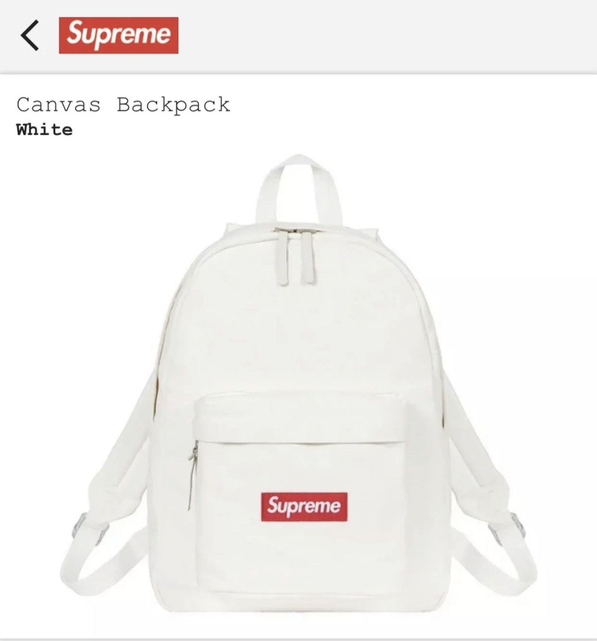 Supreme Canvas Backpack White (FW20)