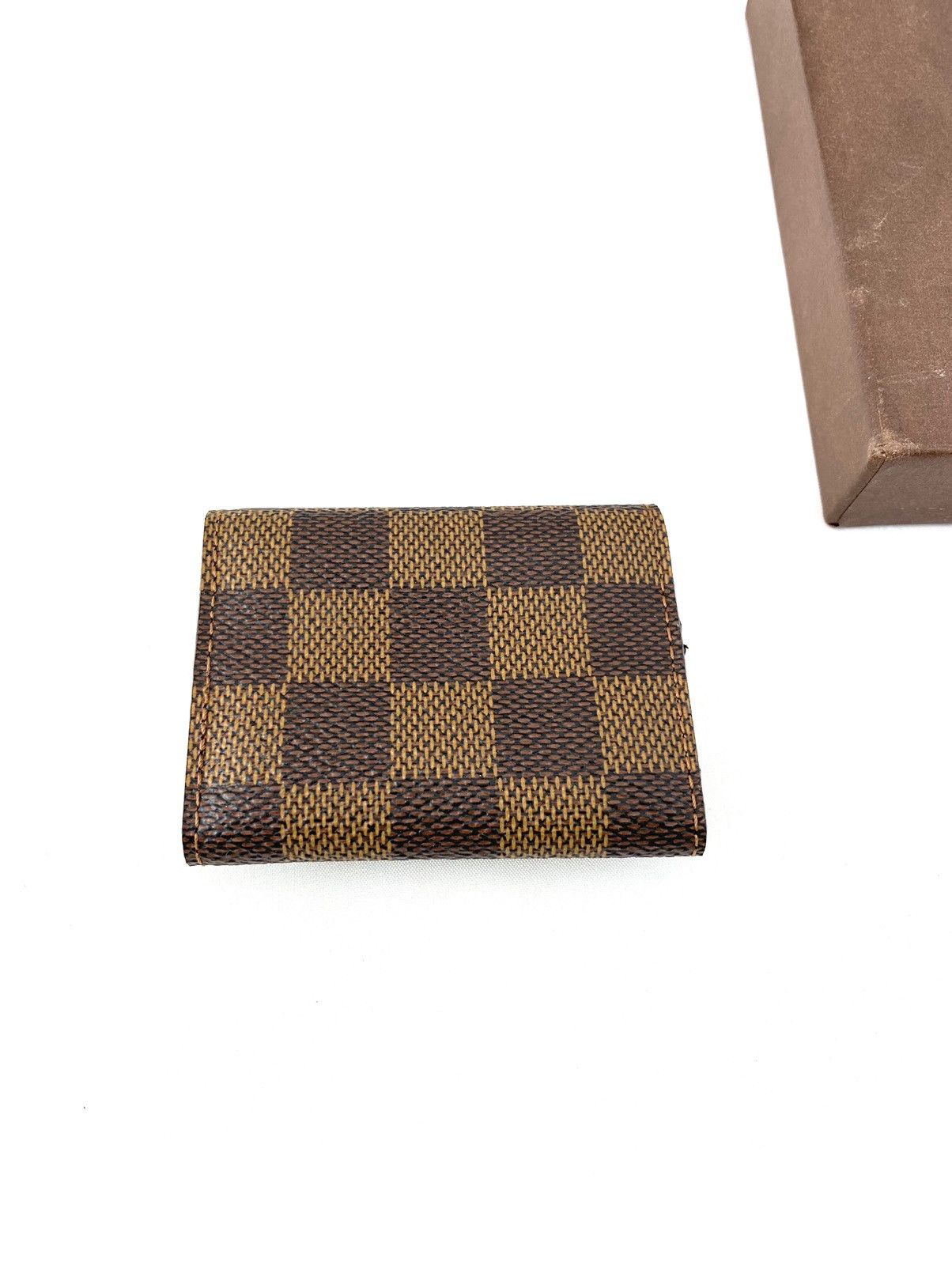 Louis Vuitton Louis Vuitton Damier Ebene CuffLinks Case Brown Suede Size ONE SIZE - 2 Thumbnail