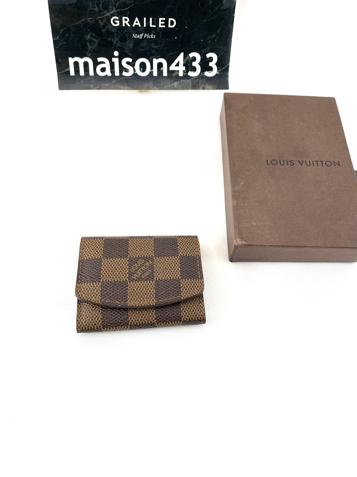 Louis Vuitton Louis Vuitton Damier Ebene CuffLinks Case Brown Suede Size ONE SIZE - 1 Thumbnail