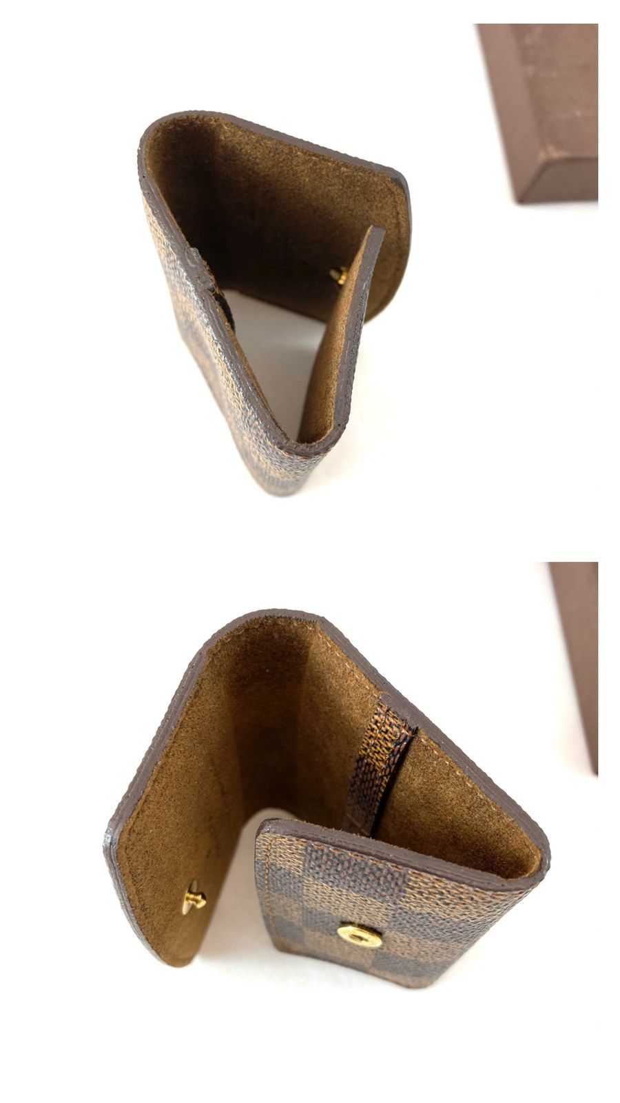 Louis Vuitton Louis Vuitton Damier Ebene CuffLinks Case Brown Suede Size ONE SIZE - 3 Thumbnail