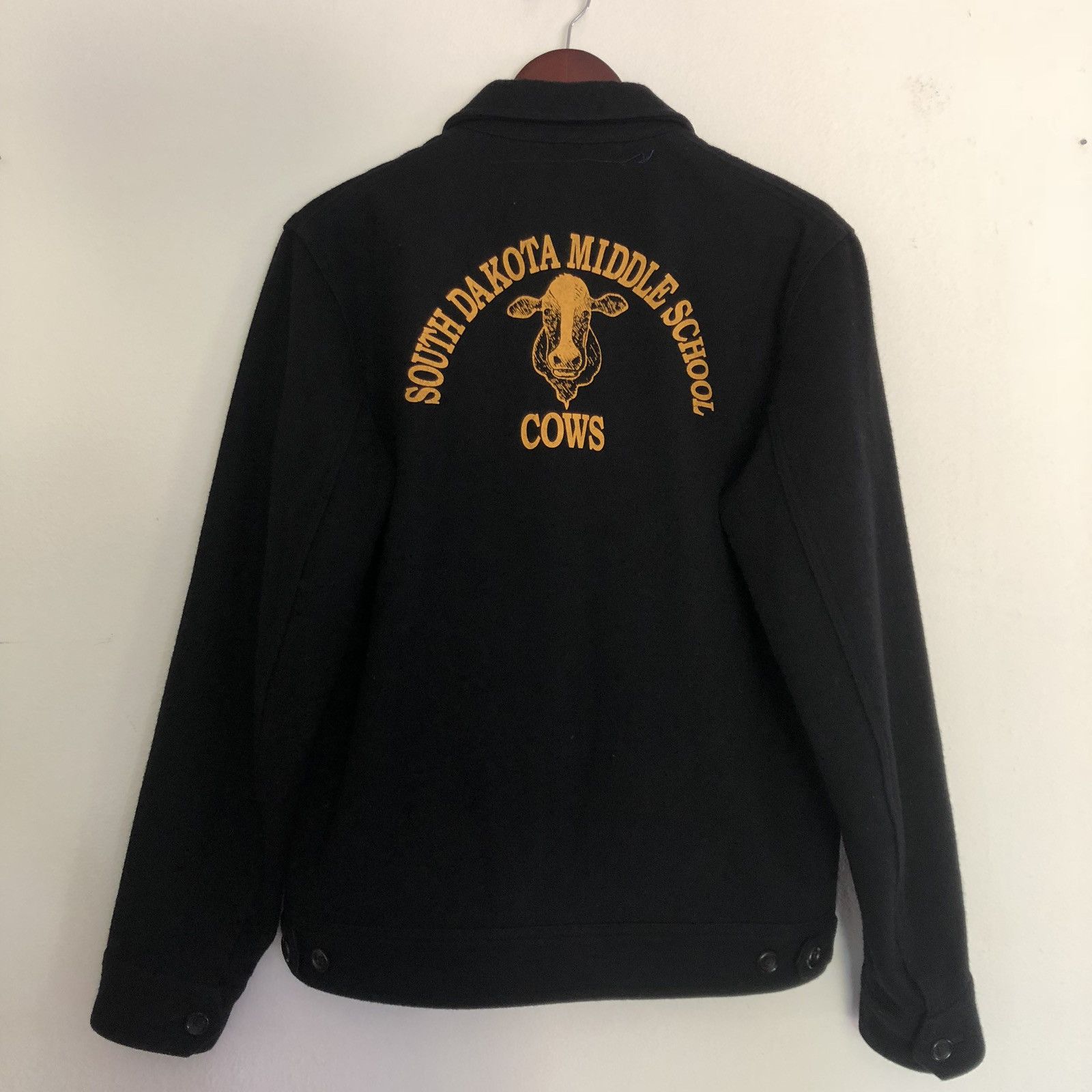 image of Comme Des Garcons x Junya Watanabe 2002 “South Dakota Middle School Cows” Wool Jacket in Black (Siz