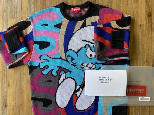 Supreme FW20 Supreme® Smurfs™ Knit Sweater Black | Grailed