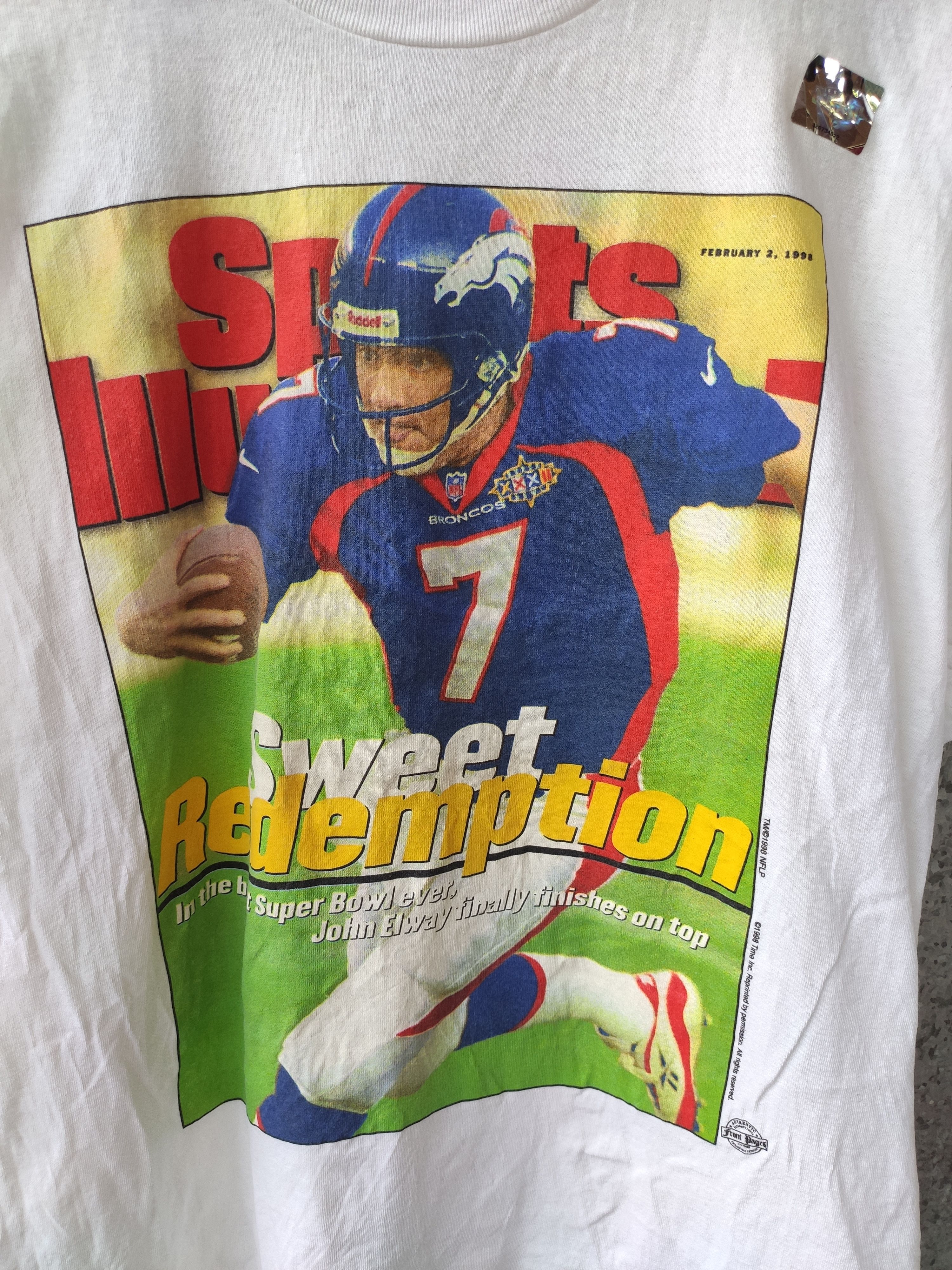 NFL Vintage 1998 NFLP Sweet Redemption t shirt NOS John Elway Size US M / EU 48-50 / 2 - 2 Thumbnail