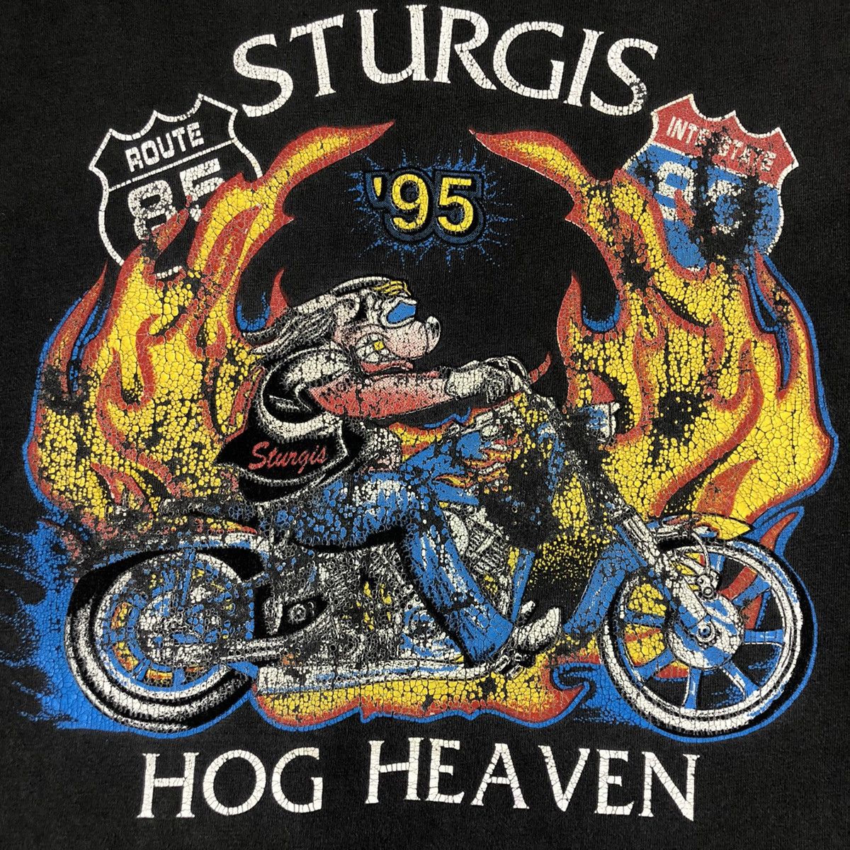Harley Davidson × Vintage Sturgis Hog Heaven 1995 Motorcycle Harley Davidson T Size US XL / EU 56 / 4 - 6 Thumbnail