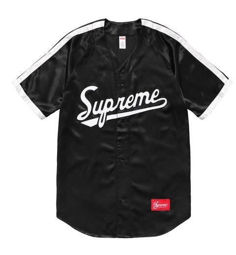 Supreme 2017 Satin Baseball Jersey - Black T-Shirts, Clothing - WSPME24875