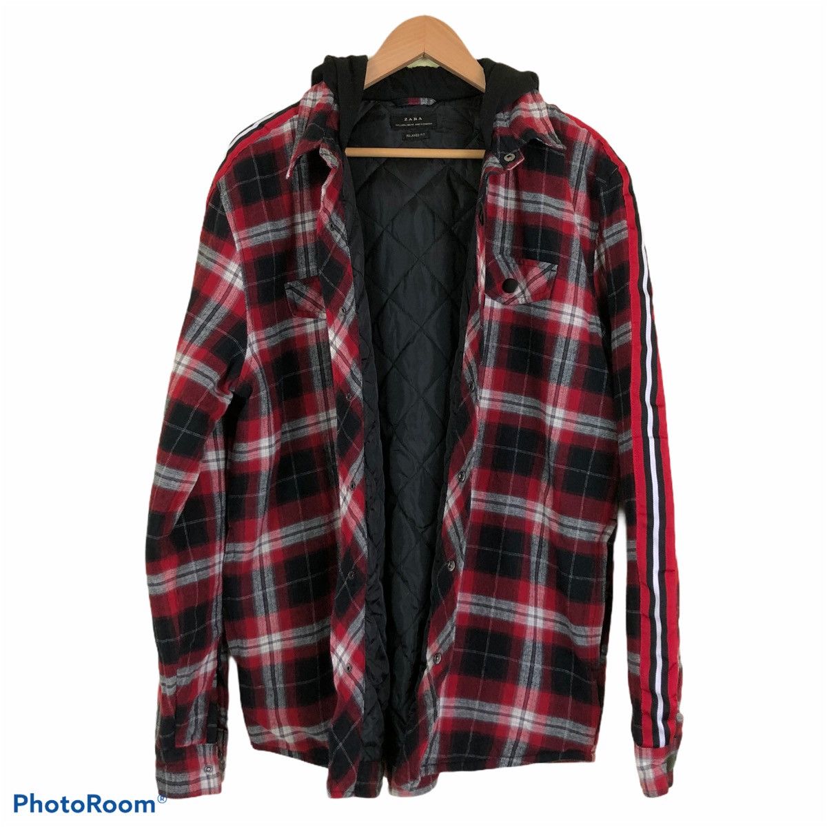 Zara flannel hoodie sold Size Medium