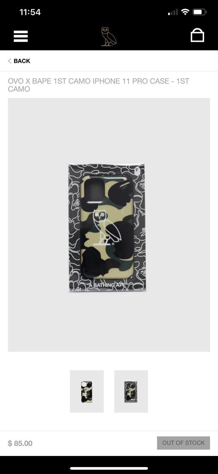 Brand New Bape 2024 x OVO 1st Camo Iphone 11 Case