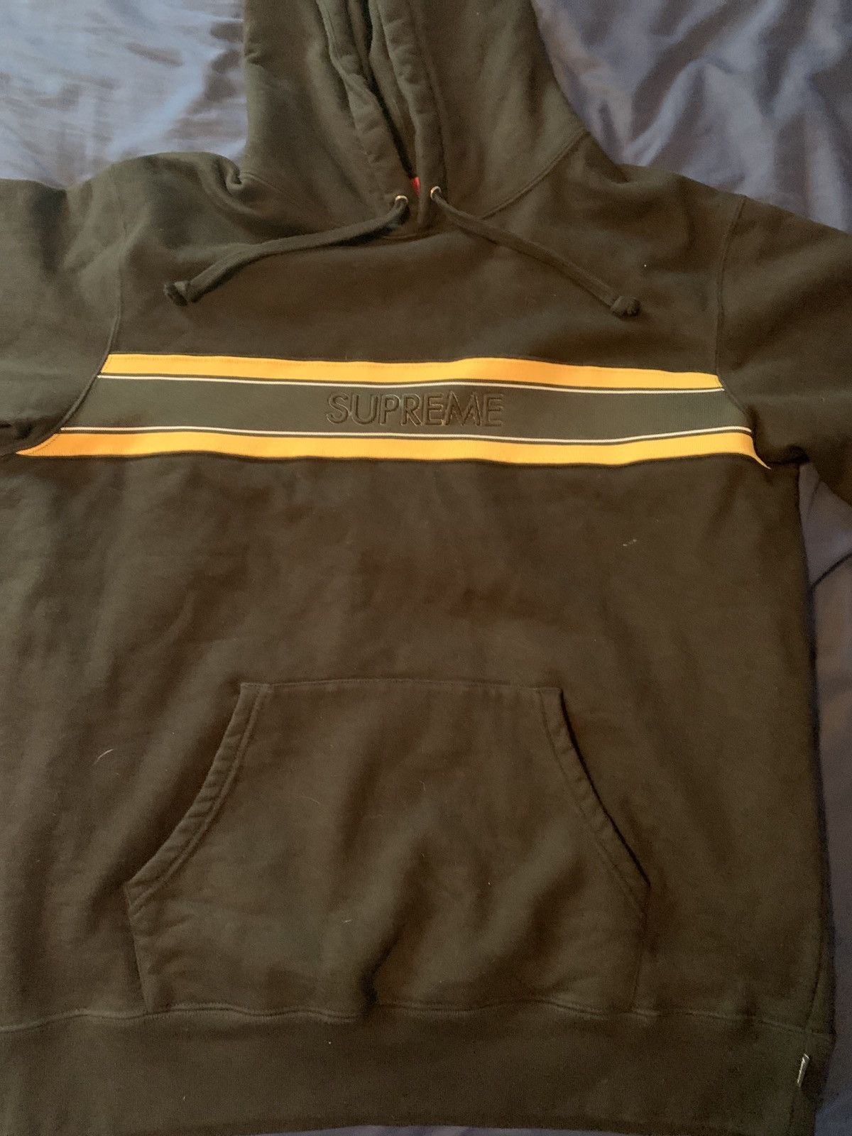 Supreme Black Yellow Hoodie Grailed