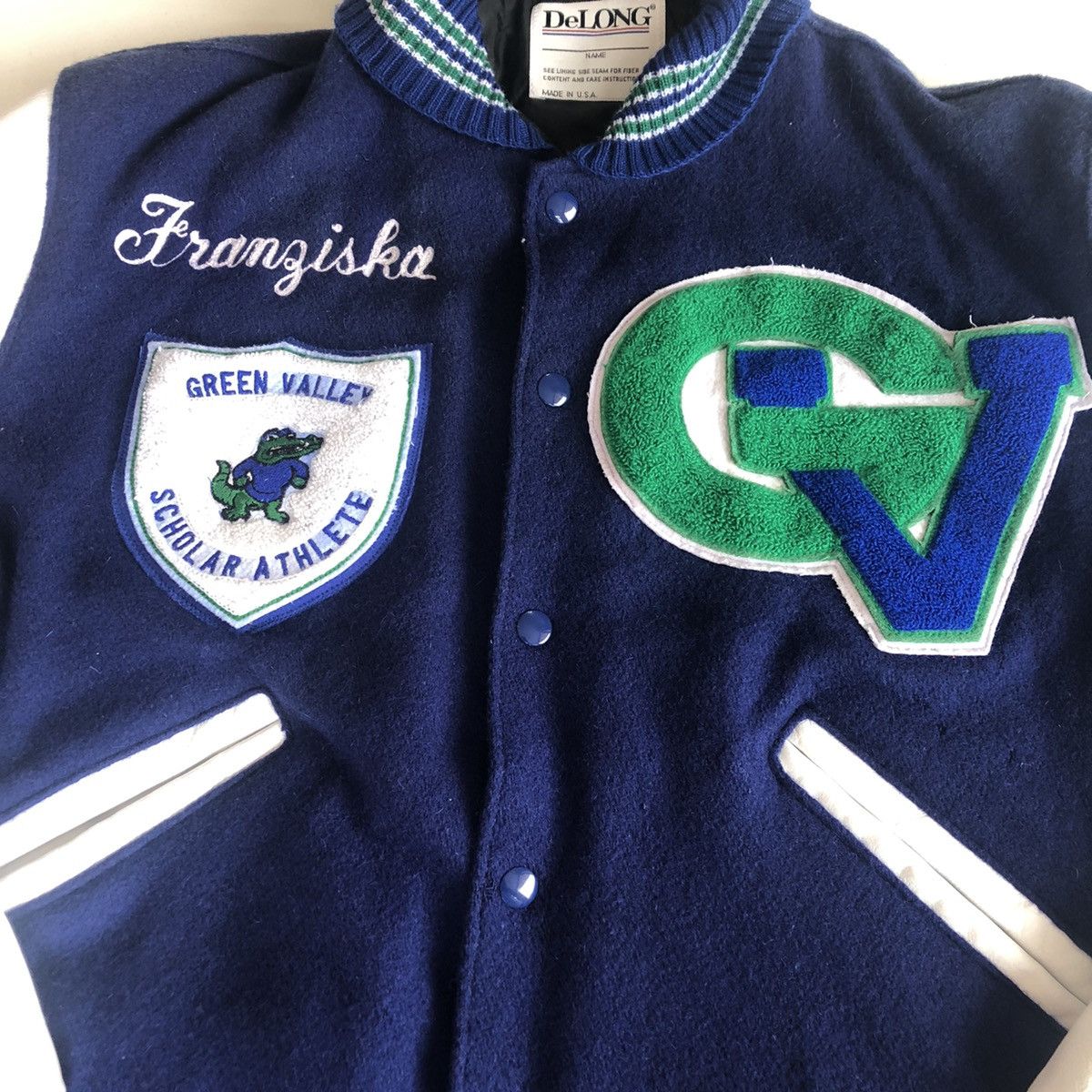 Vintage Vintage 1991 Green Valley Varsity Jacket - Rare Wool Bomber Size US L / EU 52-54 / 3 - 4 Thumbnail