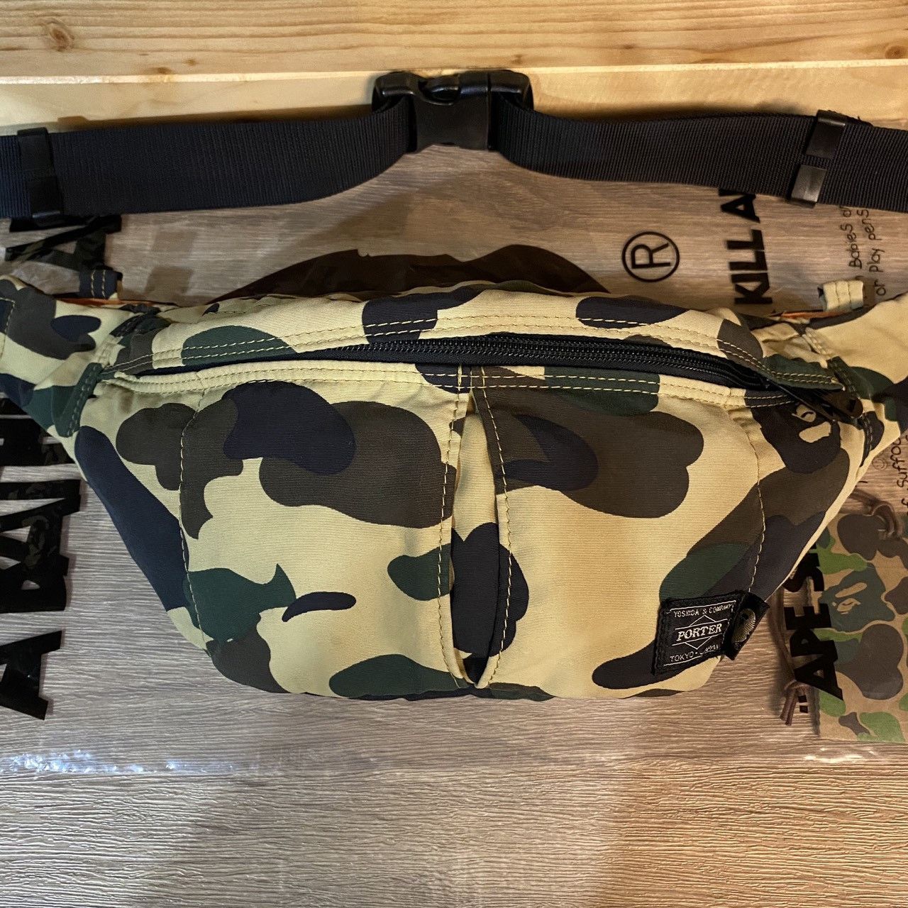 Bape × Porter BAPE x Porter 1st Camo Waist Bag (SS18) Yellow | Grailed