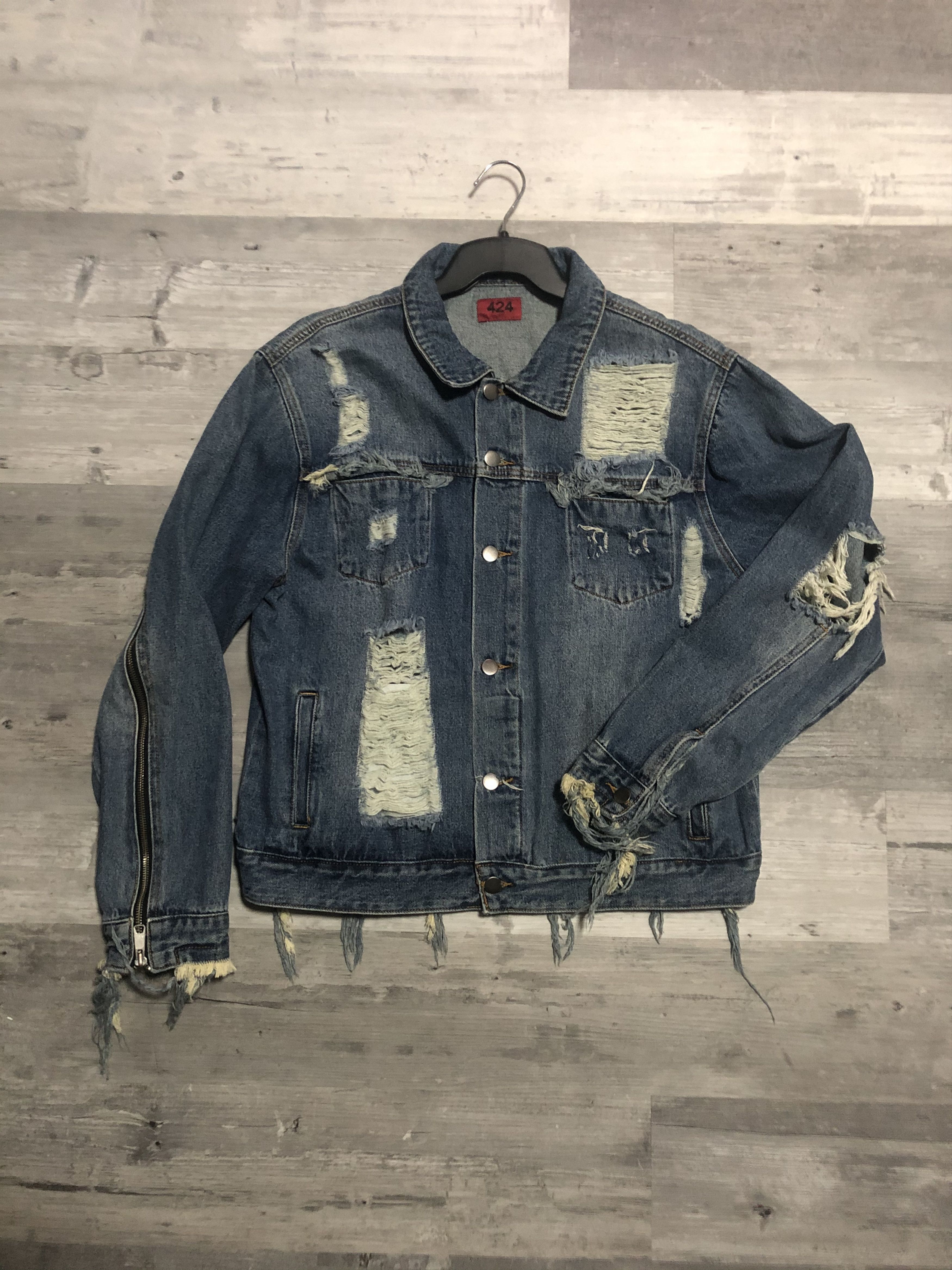 424 On Fairfax 424 Denim Jacket W  Black Strap | Grailed