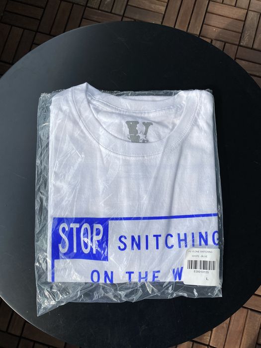 Vlone Pop Smoke x VLONE “Stop Snitching on the Woo” T-Shirt Blue L