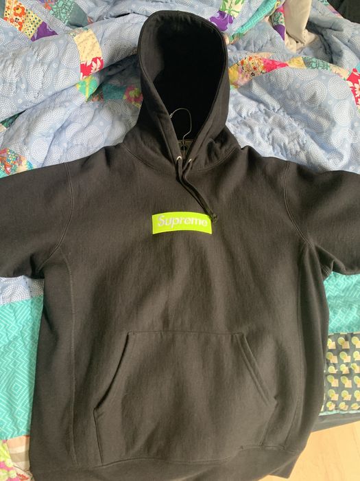 Supreme black store lime box logo