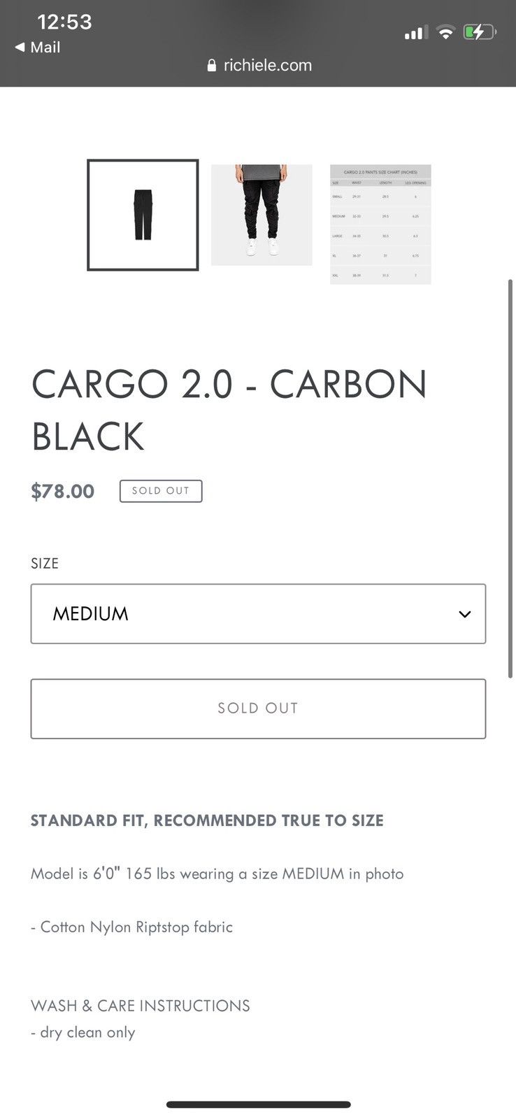 Richie Le Collection RICHIE LE COLLECTION CARGO PANTS 2.0 CARBON BLACK Medium Size US 32 / EU 48 - 3 Thumbnail