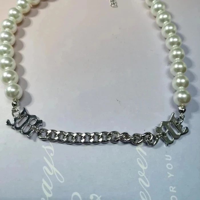 Jewelry Gothic Vintage Punk Pearl Necklace Chains pendent Size ONE SIZE - 2 Thumbnail