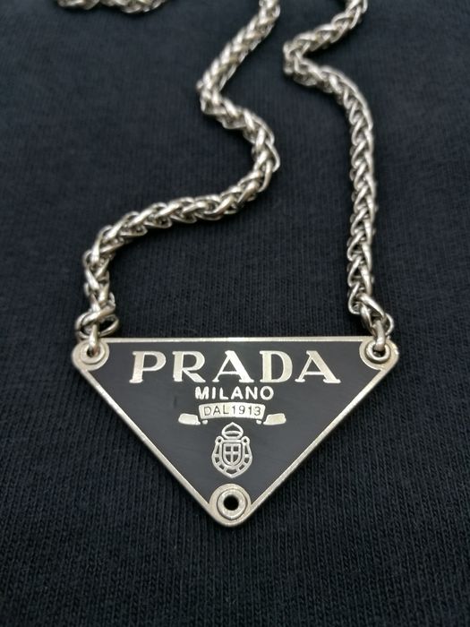 Prada 💥RARE💥Prada Triangle Necklace Chain Pendant Silver Colour | Grailed