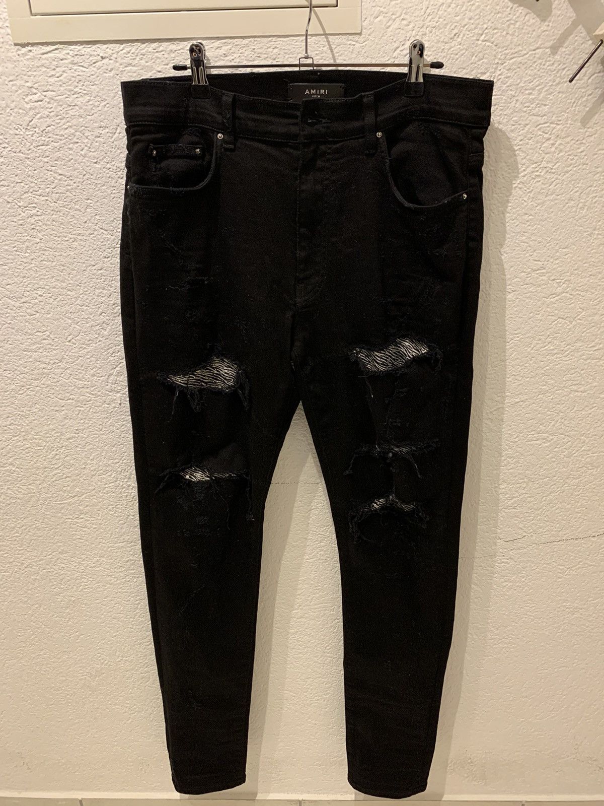 Amiri Black Sequin Zebra Jeans Denim RARE