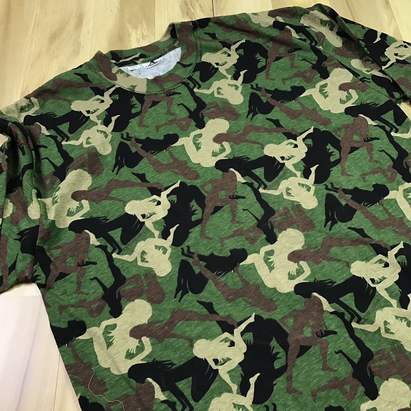 Vintage $10 SALE VTG Camo Naked Girl Print Long Sleeve Tee (E11) | Grailed