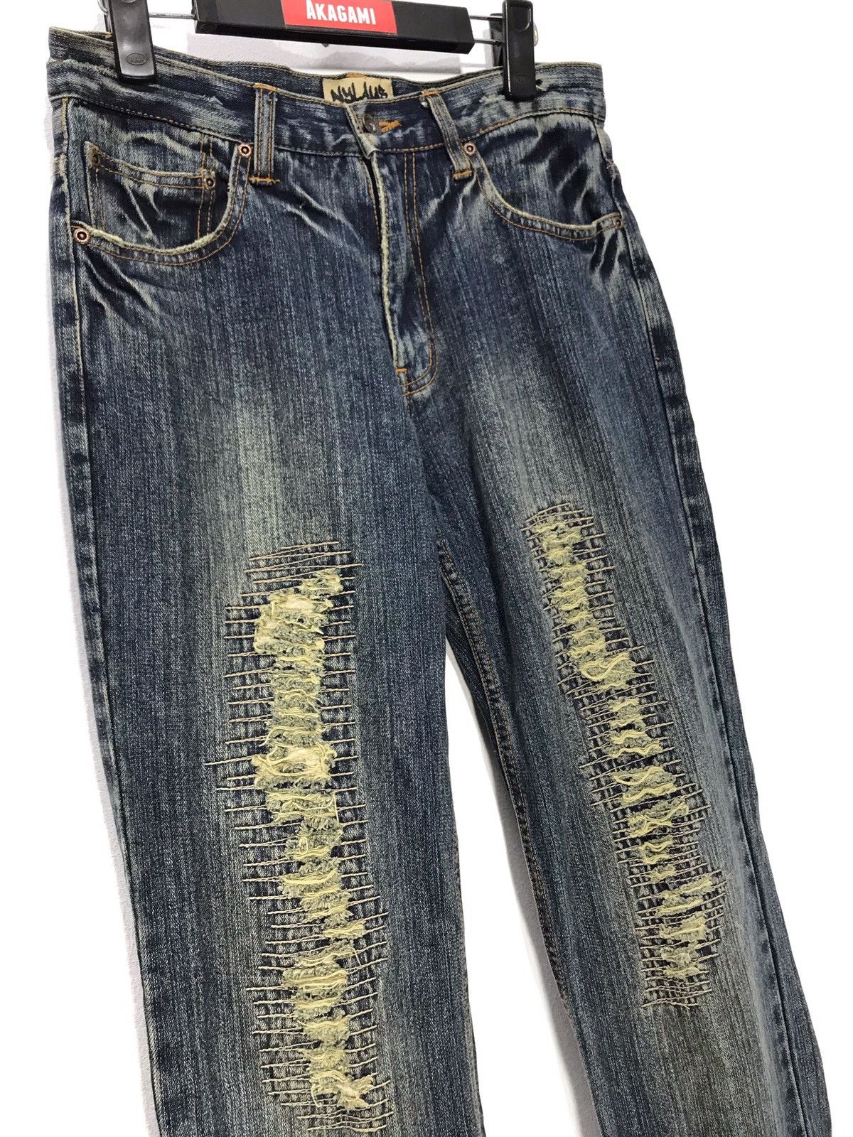 Japanese Brand Nylaus Distressed Sewn Denim Regular 3🟦1 Size US 30 / EU 46 - 1 Thumbnail