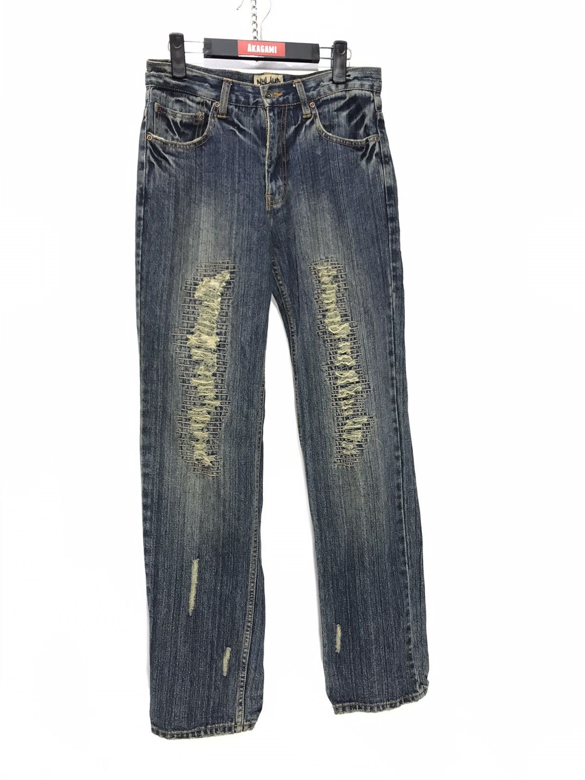 Japanese Brand Nylaus Distressed Sewn Denim Regular 3🟦1 Size US 30 / EU 46 - 2 Thumbnail