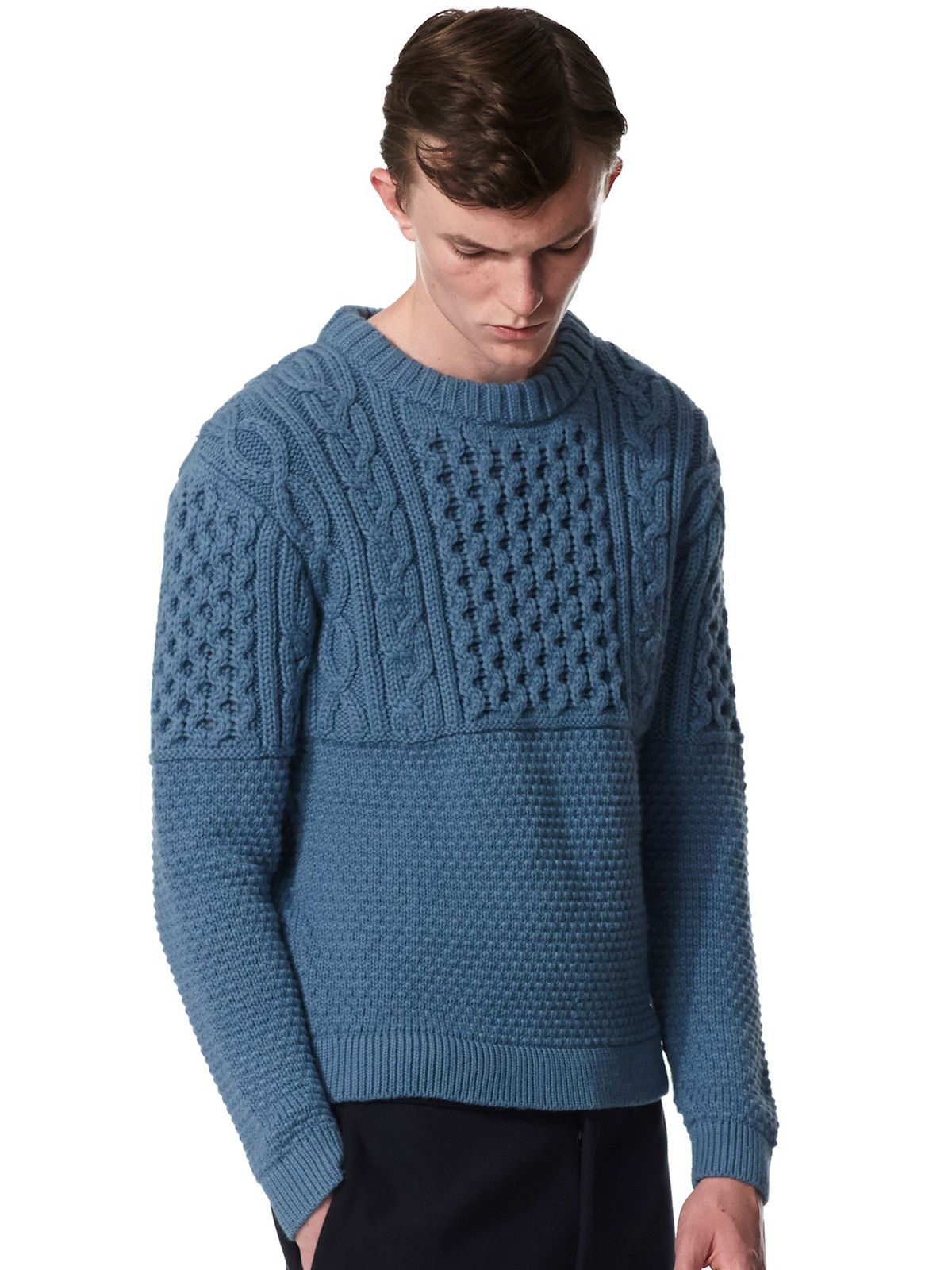 Teal Bisected Alpaca Aran sweater