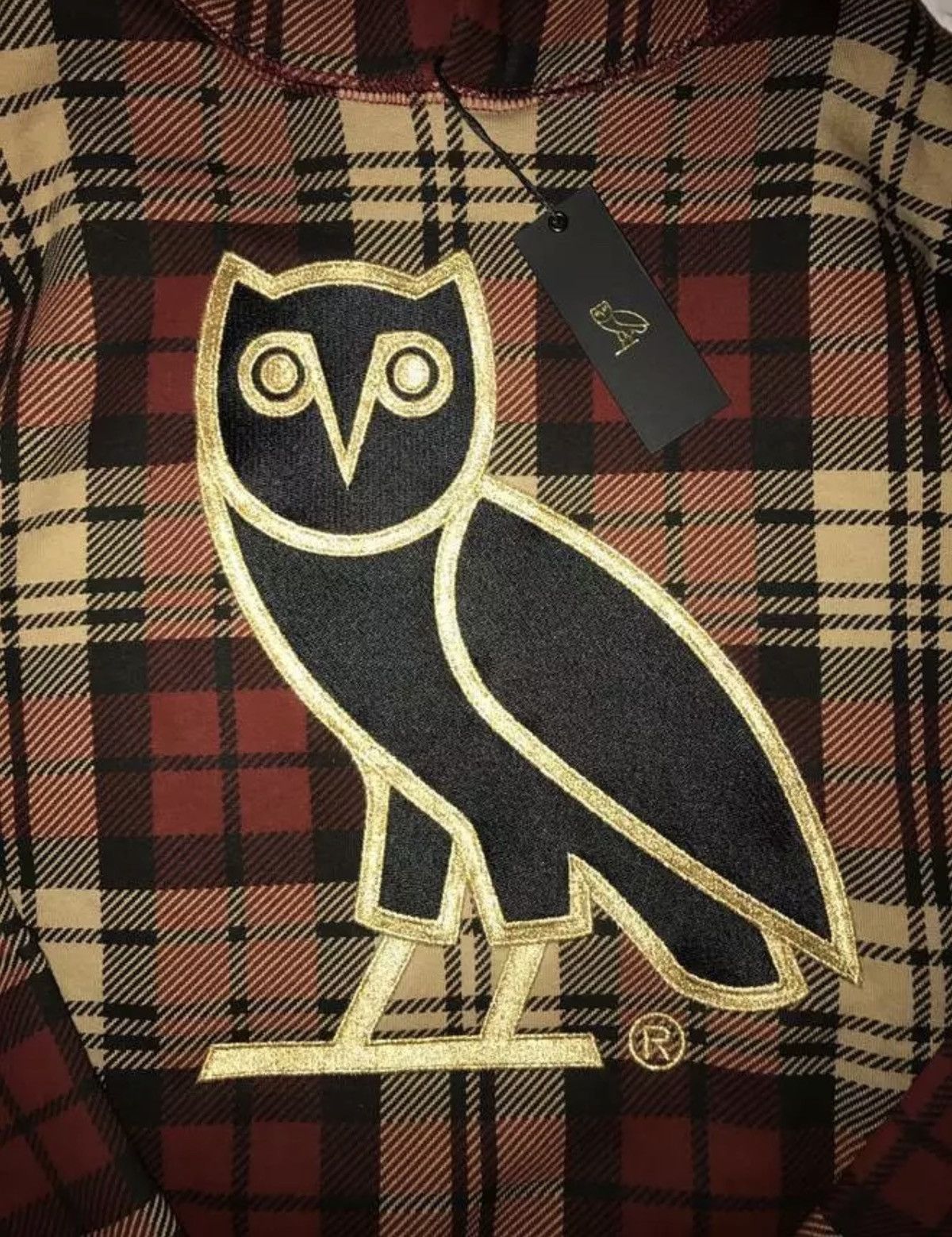 OVO Red Tartan OG Owl Hoodie Plaid 2017 Embroidered Sweatshirts Hoodies